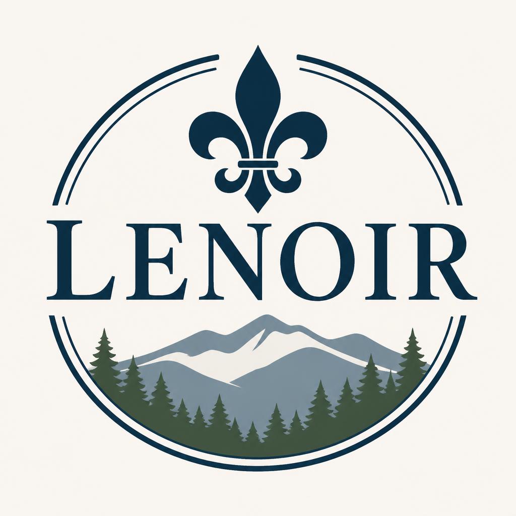 This is a logo I just made up, combining the French fleur-de-lis with an Appalachian scene.